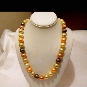 Pearlfection Multicolor Faux South Sea Pearl Necklace 17"